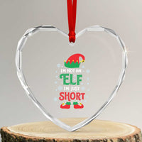 Funny Xmas Elf Heart Crystal Glass Ornament I'm Not An Elf I'm Just Short Snowflakes - Wonder Print Shop