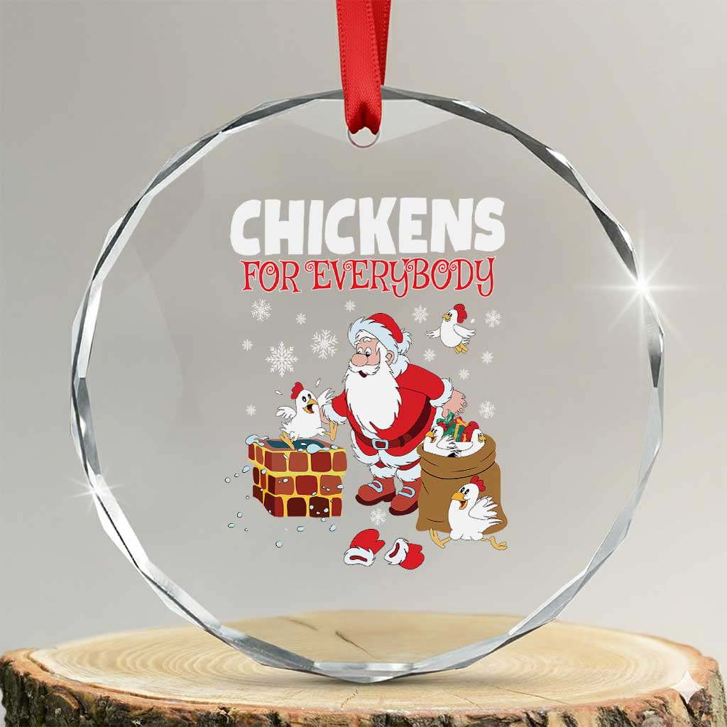 Funny Xmas Farmer Crystal Glass Ornament Chickens For Everybody TS09