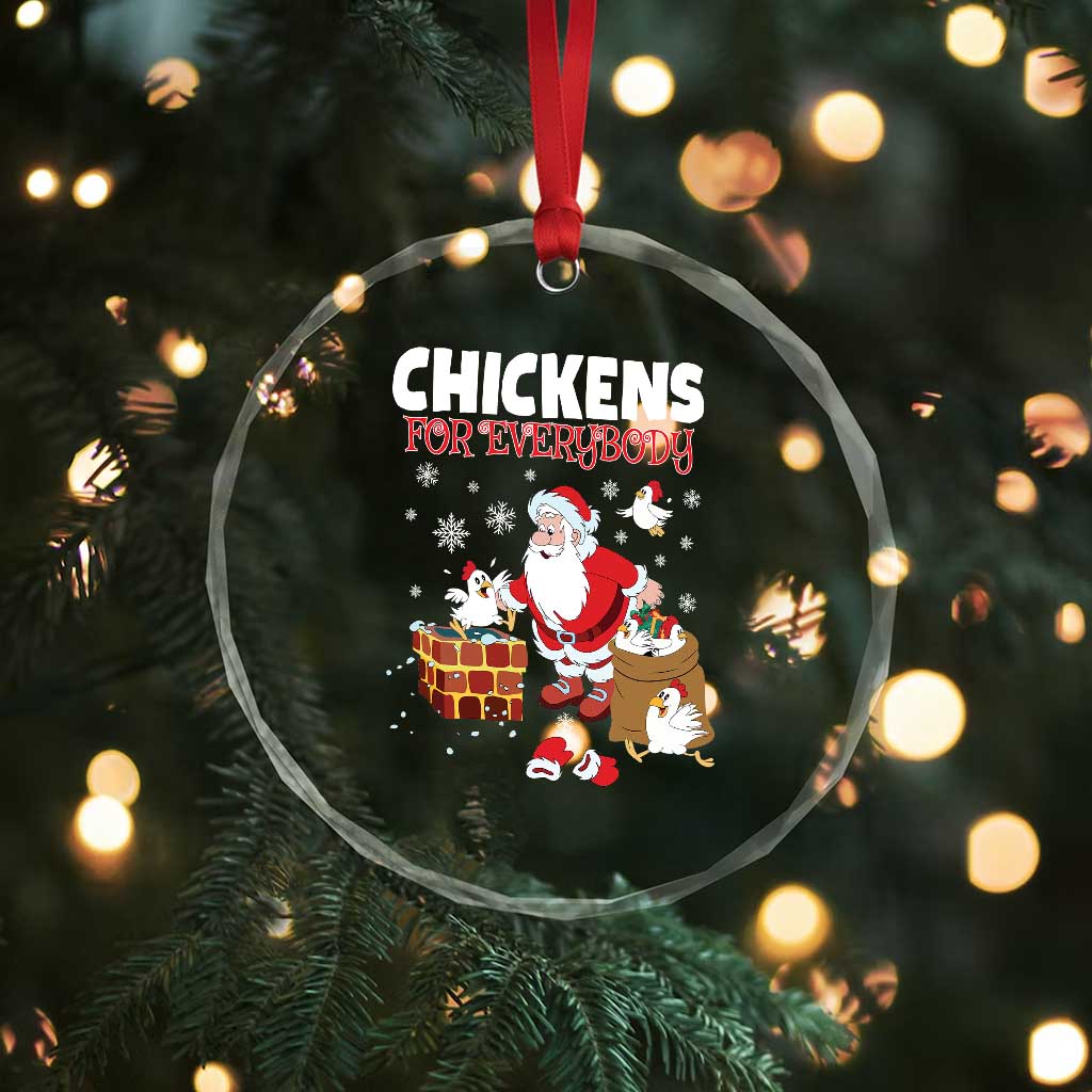 Funny Xmas Farmer Crystal Glass Ornament Chickens For Everybody TS09
