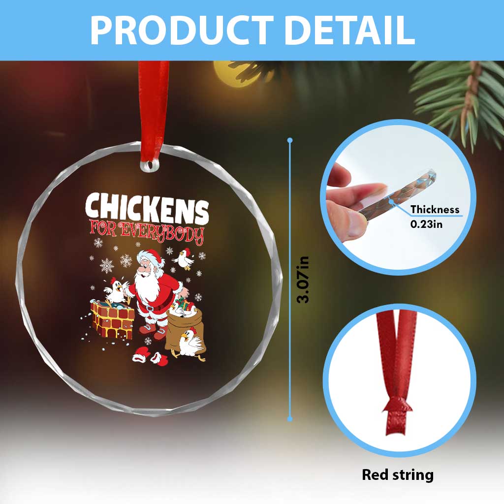 Funny Xmas Farmer Crystal Glass Ornament Chickens For Everybody TS09