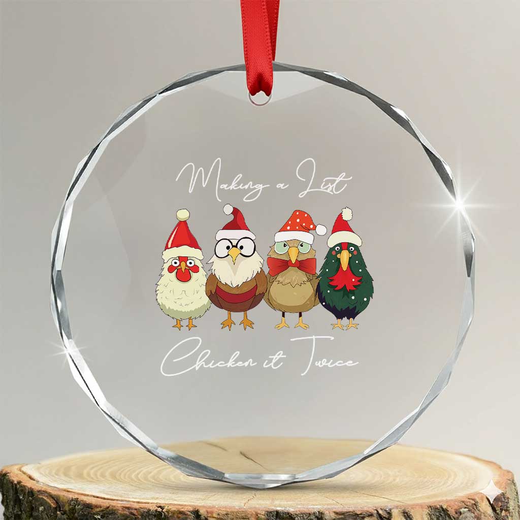 Funny Xmas Farmer Crystal Glass Ornament Making A List Chicken It Twice TS09