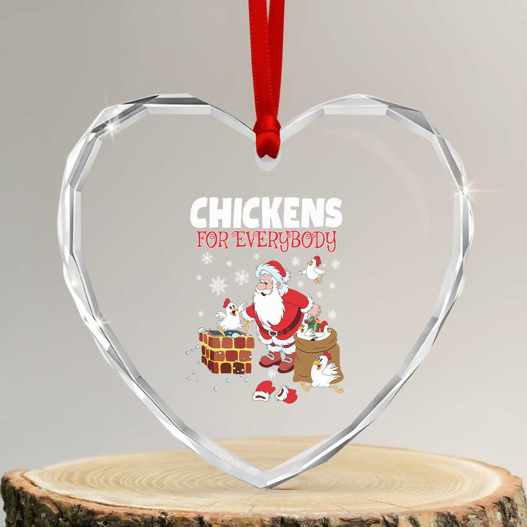Funny Xmas Farmer Heart Crystal Glass Ornament Chickens For Everybody - Wonder Print Shop