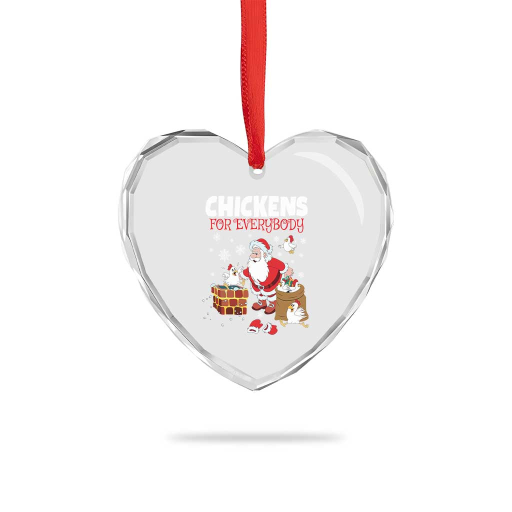 Funny Xmas Farmer Heart Crystal Glass Ornament Chickens For Everybody - Wonder Print Shop