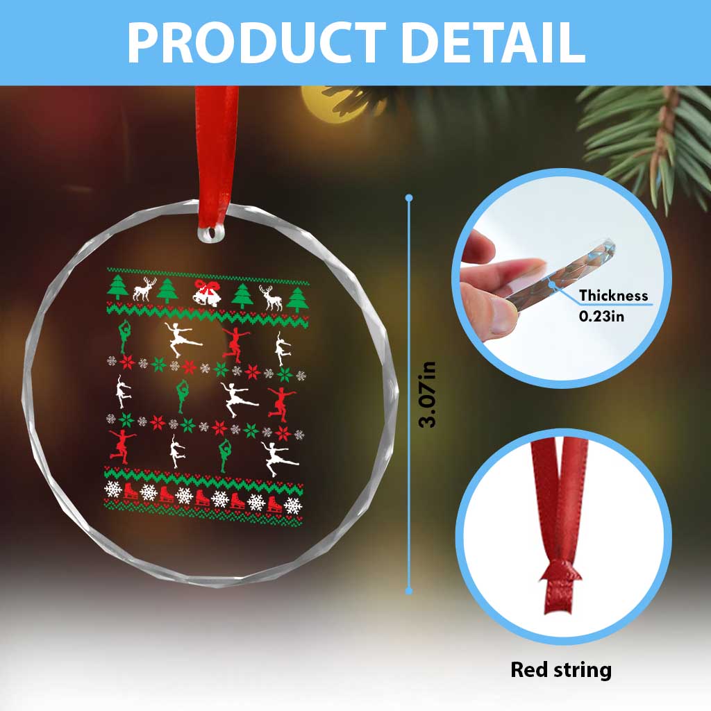 Funny Xmas Figure Ice Skating Skater Crystal Glass Ornament TS11