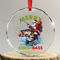 Funny Xmas Fishing Crystal Glass Ornament Merry Christbass Santa Xmas Tree TS11