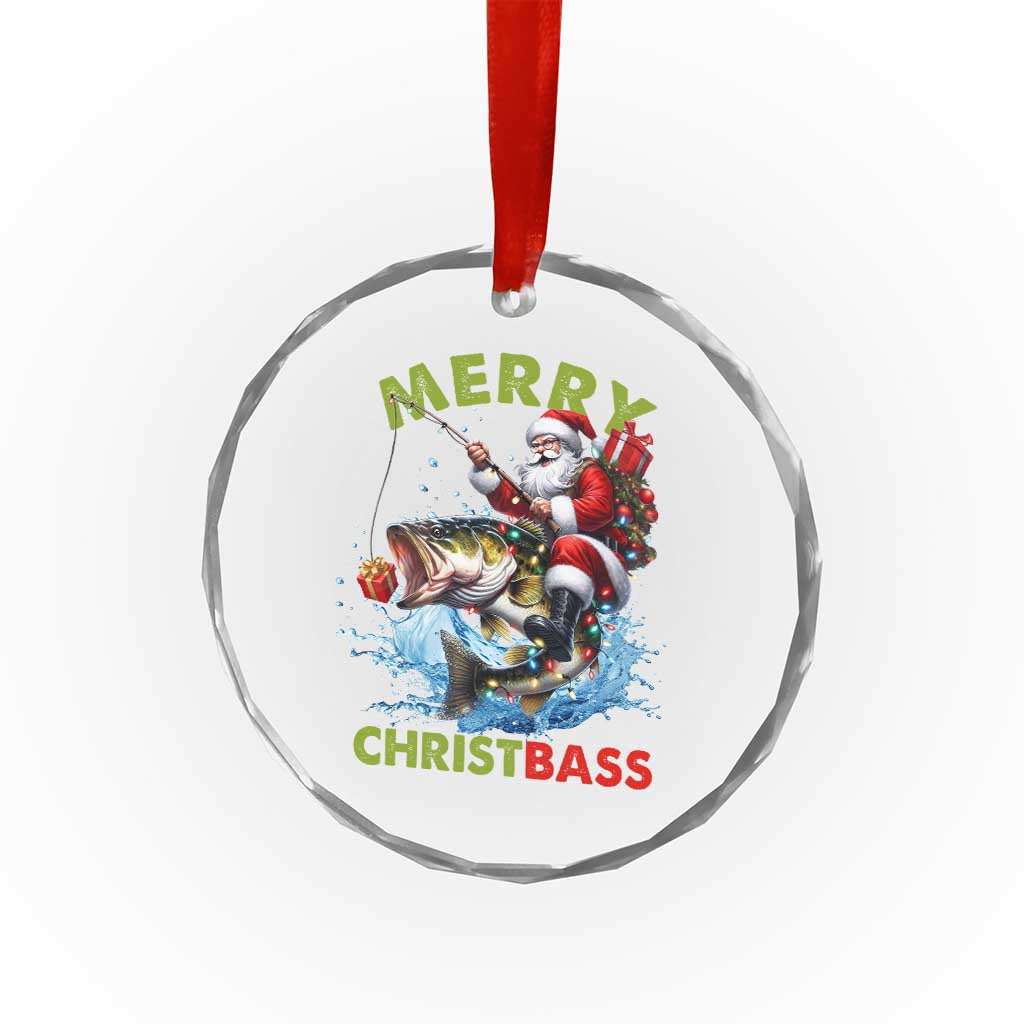 Funny Xmas Fishing Crystal Glass Ornament Merry Christbass Santa Xmas Tree TS11