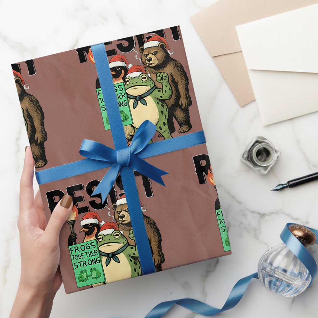 Funny Xmas Frogs Together Strong Wrapping Paper Roll Portland Resist Meme Gift - Wonder Print Shop