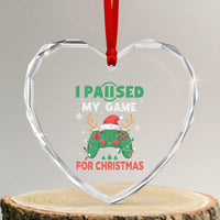 Funny Xmas Gamers Heart Crystal Glass Ornament I Paused My Game For Christmas Santa Hat - Wonder Print Shop