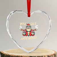 Funny Xmas Gangsta Santa Heart Crystal Glass Ornament You Get Nothing Angry Santa Candy Gun - Wonder Print Shop