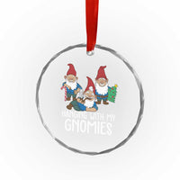 Funny Xmas Garden Crystal Glass Ornament Hanging With My Gnomies TS09