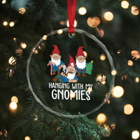 Funny Xmas Garden Crystal Glass Ornament Hanging With My Gnomies TS09