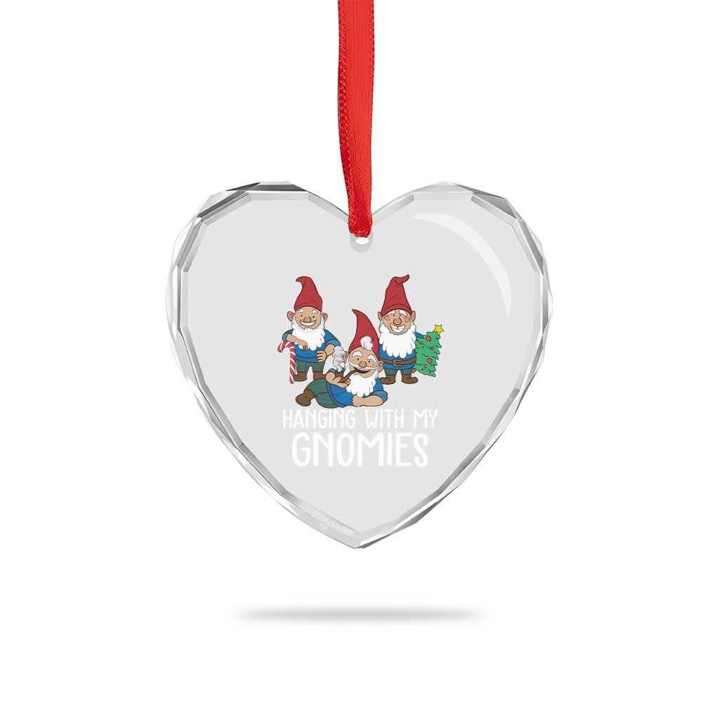 Funny Xmas Garden Heart Crystal Glass Ornament Hanging With My Gnomies - Wonder Print Shop