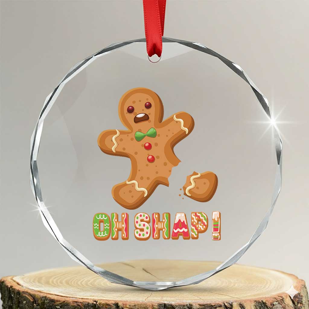Funny Xmas Gingerbread Crystal Glass Ornament Oh Snap Cookie Baking TS11