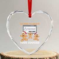 Funny Xmas Gingerbread Heart Crystal Glass Ornament I'm Here To Delete Your Cookies Santa - Wonder Print Shop