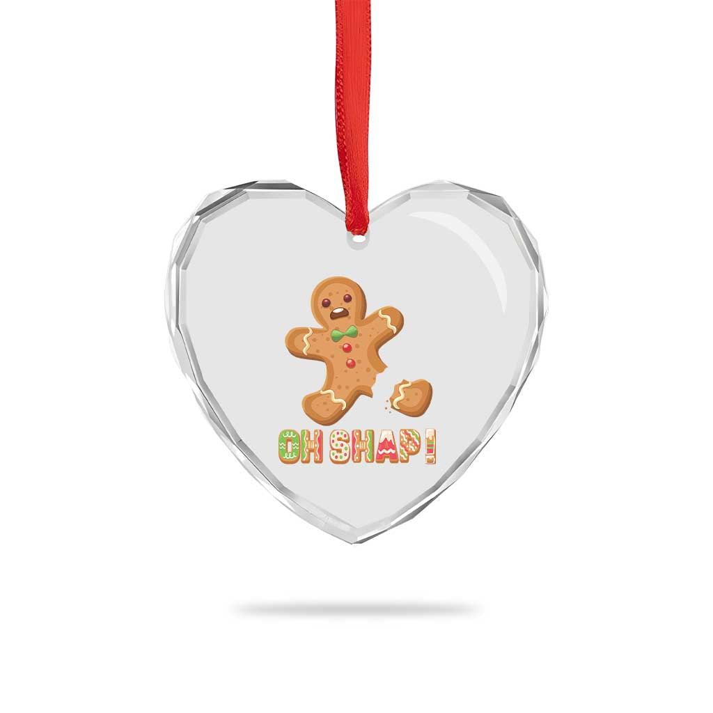 Funny Xmas Gingerbread Heart Crystal Glass Ornament Oh Snap Cookie Baking - Wonder Print Shop