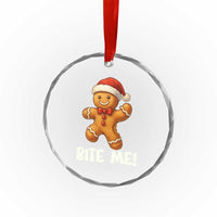 Funny Xmas Gingerbread Man Crystal Glass Ornament Cookie Bite Me - Wonder Print Shop