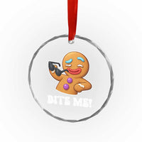 Funny Xmas Gingerbread Man Crystal Glass Ornament Funny Sexy Cookie Bite Me - Wonder Print Shop