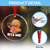 Funny Xmas Gingerbread Man Crystal Glass Ornament Funny Sexy Cookie Bite Me - Wonder Print Shop