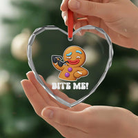 Funny Xmas Gingerbread Man Heart Crystal Glass Ornament Funny Sexy Cookie Bite Me - Wonder Print Shop