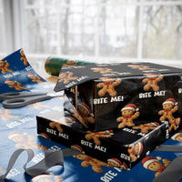 Funny Xmas Gingerbread Man Wrapping Paper Roll Cookie Bite Me - Wonder Print Shop
