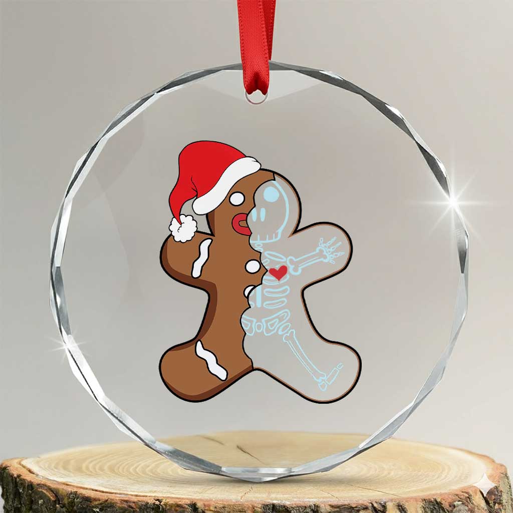 Funny Xmas Gingerbread Skeleton X-Ray Tech Nurse Crystal Glass Ornament TS09
