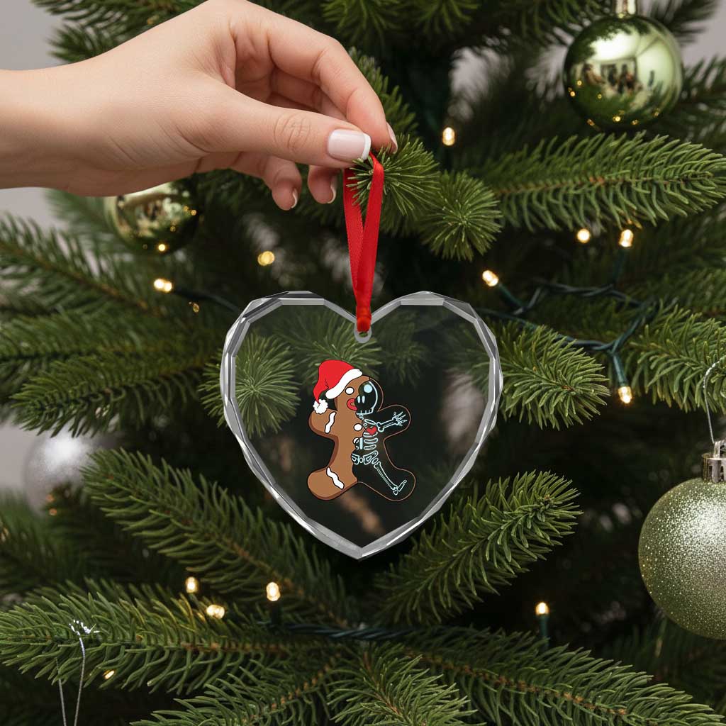 Funny Xmas Gingerbread Skeleton X-Ray Tech Nurse Heart Crystal Glass Ornament - Wonder Print Shop
