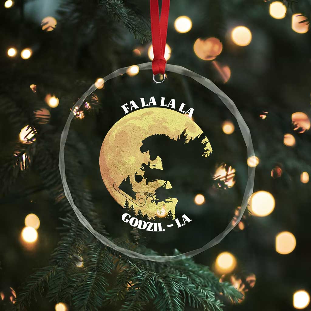 Funny Xmas Godzilla Crystal Glass Ornament Falalala Godzil La Santa Reindeers Xmas Japanese Monster TS11