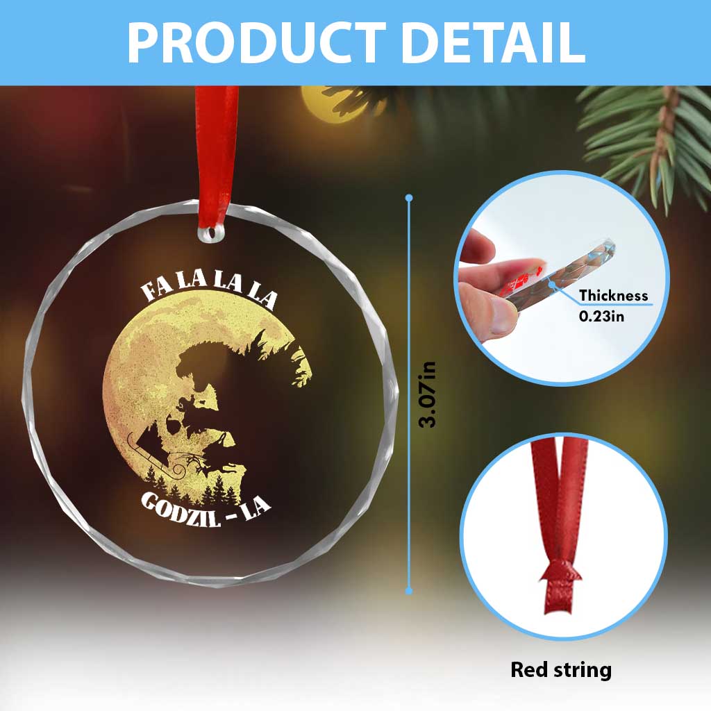 Funny Xmas Godzilla Crystal Glass Ornament Falalala Godzil La Santa Reindeers Xmas Japanese Monster TS11