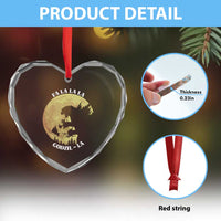 Funny Xmas Godzilla Heart Crystal Glass Ornament Falalala Godzil La Santa Reindeers Xmas Japanese Monster - Wonder Print Shop