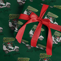 Funny Xmas Golf Wrapping Paper Roll Snowman Driving Golf Cart Merry Golfmas - Wonder Print Shop