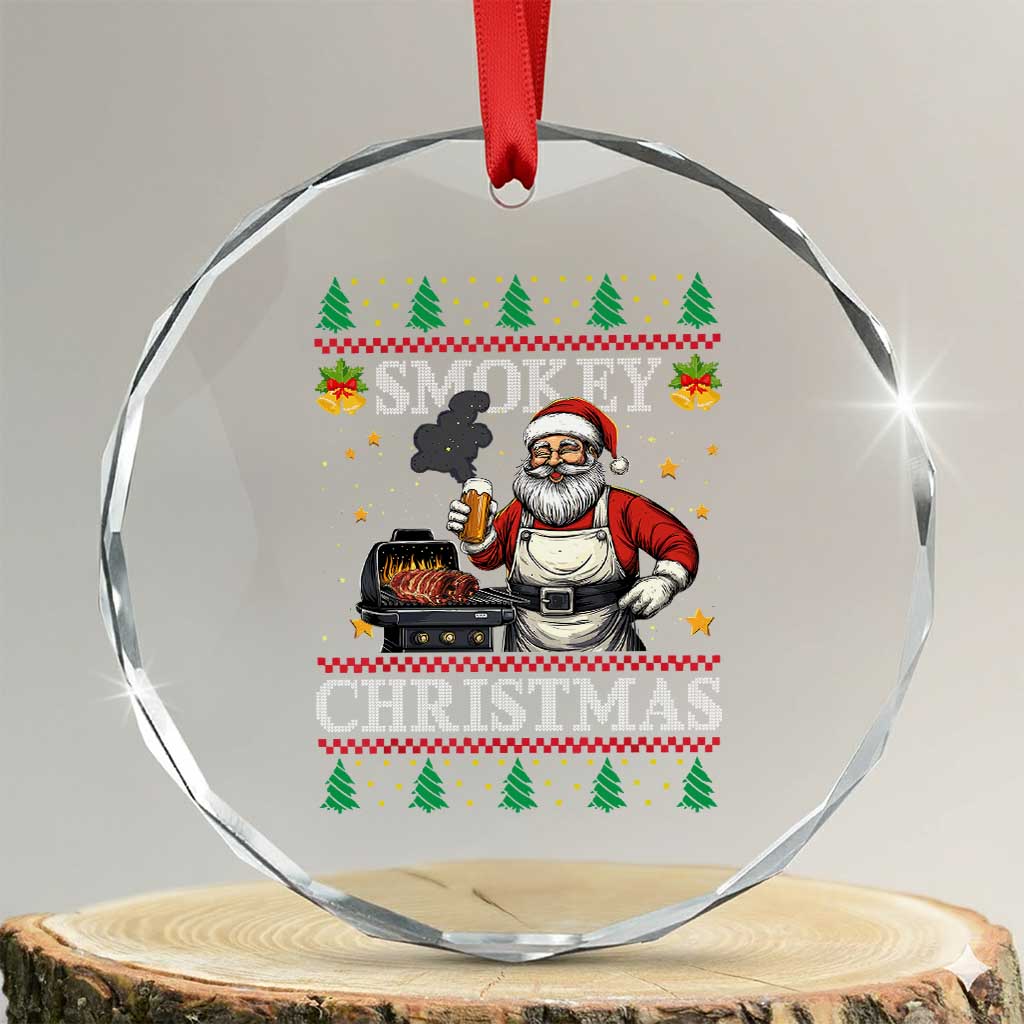 Funny Xmas Grilling Crystal Glass Ornament Smokey Xmas BBQ Santa Grill Roast On Smoker TS09