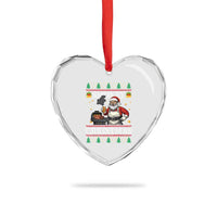 Funny Xmas Grilling Heart Crystal Glass Ornament Smokey Xmas BBQ Santa Grill Roast On Smoker - Wonder Print Shop