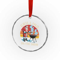 Funny Xmas Grilling Santa Crystal Glass Ornament Grilling On The Snow TS11