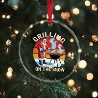 Funny Xmas Grilling Santa Crystal Glass Ornament Grilling On The Snow TS11