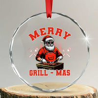 Funny Xmas Grilling Santa Crystal Glass Ornament Merry Grill-Mas BBQ TS11