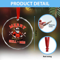 Funny Xmas Grilling Santa Crystal Glass Ornament Merry Grill-Mas BBQ TS11