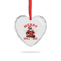 Funny Xmas Grilling Santa Heart Crystal Glass Ornament Merry Grill-Mas BBQ - Wonder Print Shop