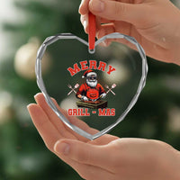 Funny Xmas Grilling Santa Heart Crystal Glass Ornament Merry Grill-Mas BBQ - Wonder Print Shop