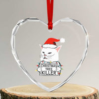 Funny Xmas Grumpy Cat Heart Crystal Glass Ornament Xmas Tree Killer Santa Kitten - Wonder Print Shop