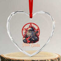 Funny Xmas Hail Santa Heart Crystal Glass Ornament Sleigher Heavy Metal - Wonder Print Shop