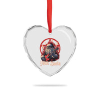 Funny Xmas Hail Santa Heart Crystal Glass Ornament Sleigher Heavy Metal - Wonder Print Shop