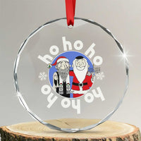 Funny Xmas Hanukkah Crystal Glass Ornament Triple Ho Yo Santa Hebrew Snowflake Menorah TS11