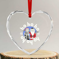 Funny Xmas Hanukkah Heart Crystal Glass Ornament Triple Ho Yo Santa Hebrew Snowflake Menorah - Wonder Print Shop