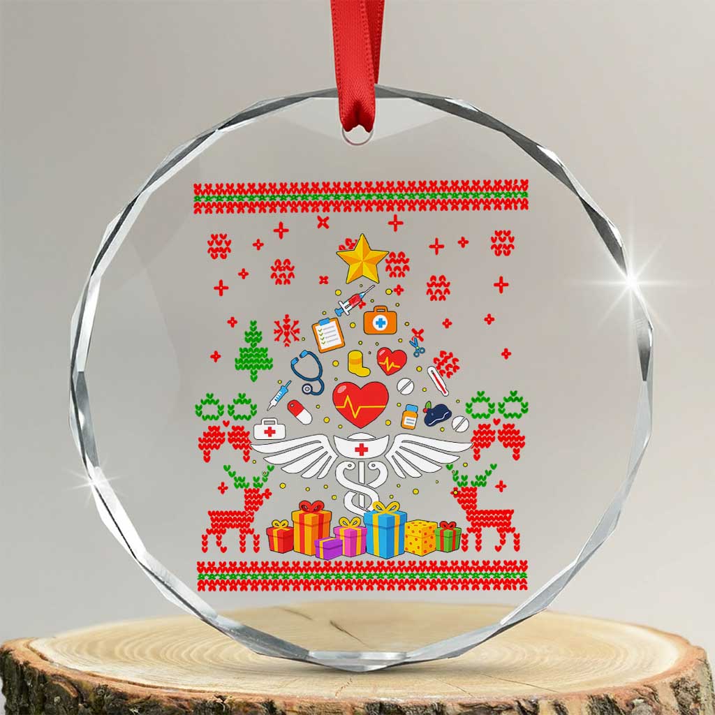 Funny Xmas Healthcare Worker Crystal Glass Ornament Nurses And Doctors Pine Tree TS12