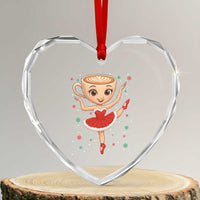 Funny Xmas Heart Crystal Glass Ornament Ballerina Cappuccino Brainrot Meme Gift - Wonder Print Shop