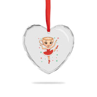 Funny Xmas Heart Crystal Glass Ornament Ballerina Cappuccino Brainrot Meme Gift - Wonder Print Shop