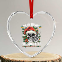 Funny Xmas Heart Crystal Glass Ornament Dead Inside But Jolly AF Skull Skeleton - Wonder Print Shop