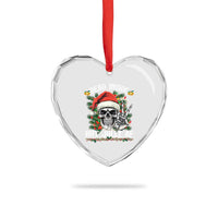 Funny Xmas Heart Crystal Glass Ornament Dead Inside But Jolly AF Skull Skeleton - Wonder Print Shop
