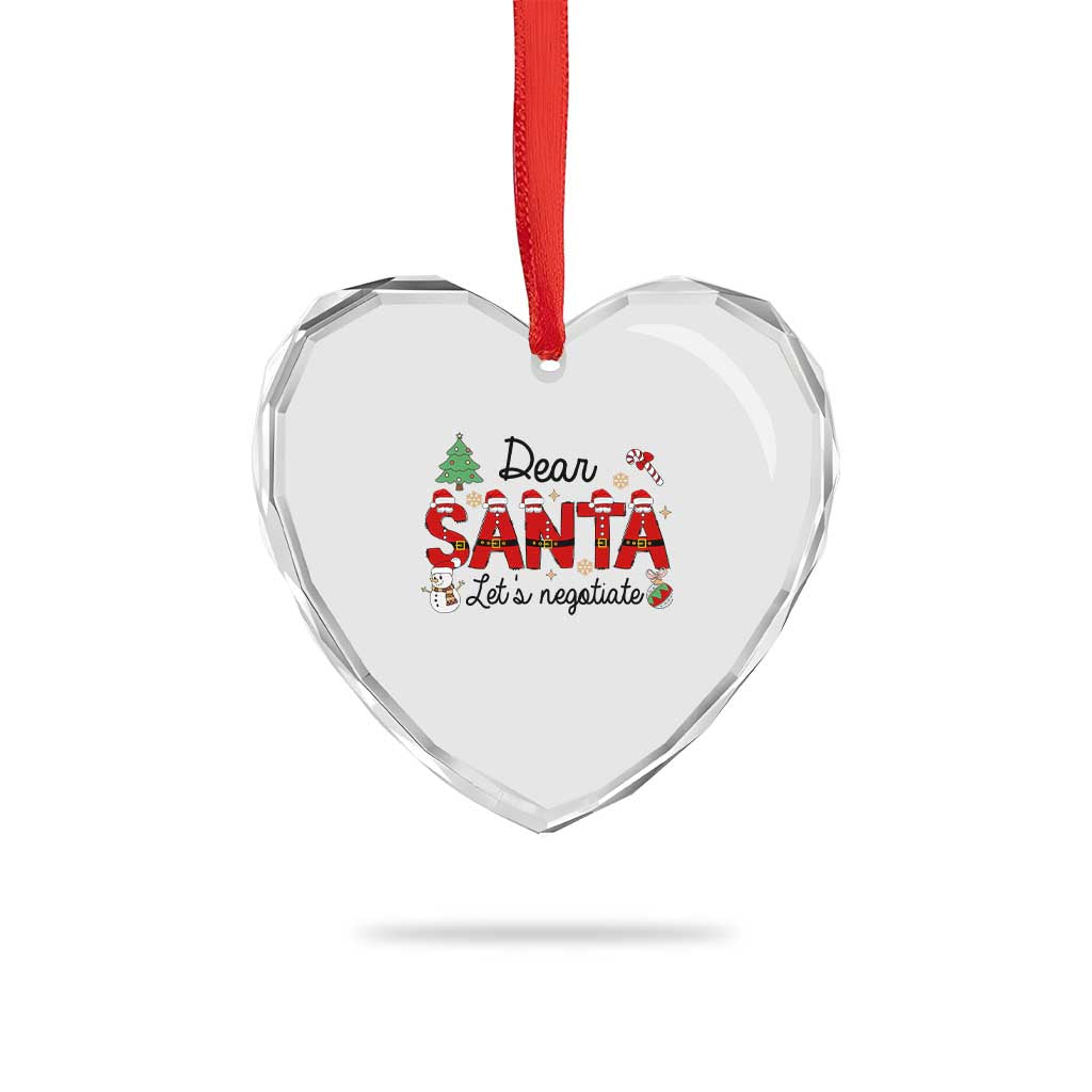 Funny Xmas Heart Crystal Glass Ornament Dear Santa Let's Negotiate - Wonder Print Shop