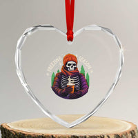 Funny Xmas Heart Crystal Glass Ornament Freezing Season Skeleton Chillin' Hot Cocoa - Wonder Print Shop